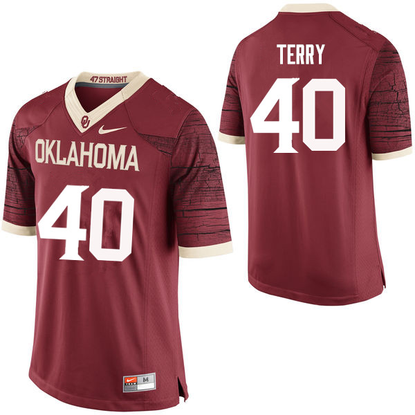 Oklahoma Sooners #40 Jon-Michael Terry College Football Jerseys Limited-Crimson